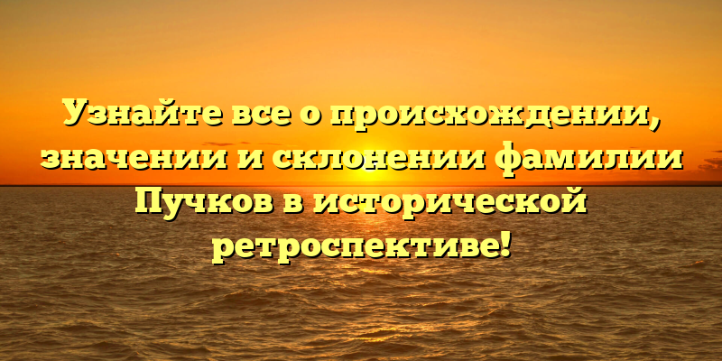 Узнайте все о происхождении, значении и склонении фамилии Пучков в исторической ретроспективе!