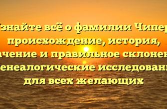 Узнайте всё о фамилии Чипер: происхождение, история, значение и правильное склонение – генеалогические исследования для всех желающих