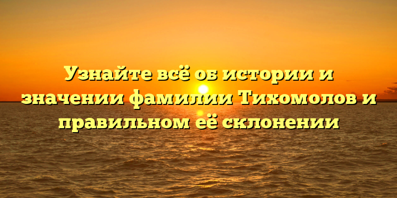 Узнайте всё об истории и значении фамилии Тихомолов и правильном её склонении