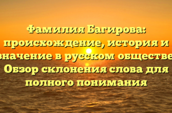 Фамилия Багирова: происхождение, история и значение в русском обществе. Обзор склонения слова для полного понимания