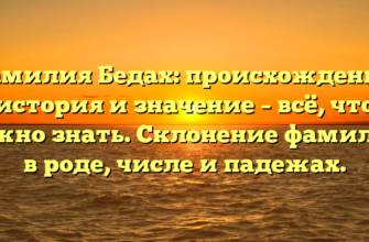 Фамилия Бедах: происхождение, история и значение – всё, что нужно знать. Склонение фамилии в роде, числе и падежах.