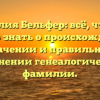 Фамилия Бельфер: всё, что вам нужно знать о происхождении, значении и правильном склонении генеалогической фамилии.