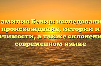 Фамилия Бенир: исследование происхождения, истории и значимости, а также склонение в современном языке