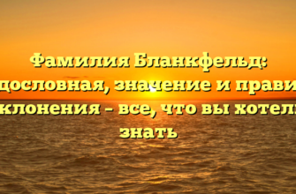 Фамилия Бланкфельд: родословная, значение и правила склонения – все, что вы хотели знать