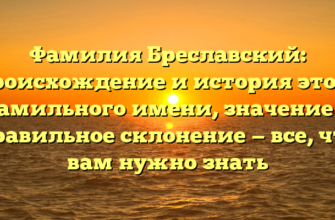 Фамилия Бреславский: происхождение и история этого фамильного имени, значение и правильное склонение — все, что вам нужно знать