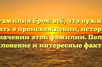 Фамилия Брох: всё, что нужно знать о происхождении, истории и значении этой фамилии. Полное склонение и интересные факты.