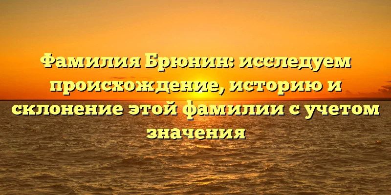 Фамилия Брюнин: исследуем происхождение, историю и склонение этой фамилии с учетом значения Фамилия Брюнин: исследуем происхождение, историю и склонение этой фамилии с учетом значения