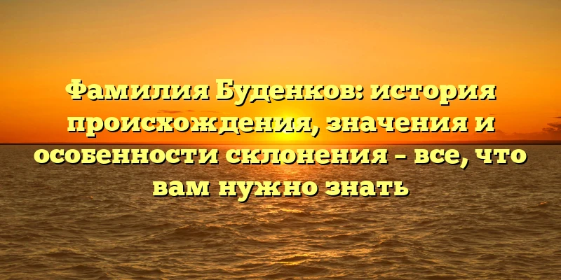 Фамилия Буденков: история происхождения, значения и особенности склонения – все, что вам нужно знать