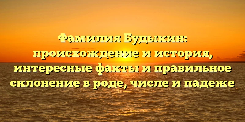 Фамилия Будыкин: происхождение и история, интересные факты и правильное склонение в роде, числе и падеже Фамилия Будыкин: происхождение и история, интересные факты и правильное склонение в роде, числе и падеже