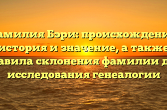 Фамилия Бэри: происхождение, история и значение, а также правила склонения фамилии для исследования генеалогии