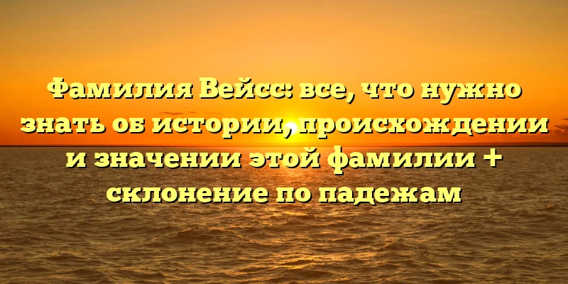 Фамилия Вейсс: все, что нужно знать об истории, происхождении и значении этой фамилии + склонение по падежам Фамилия Вейсс: все, что нужно знать об истории, происхождении и значении этой фамилии + склонение по падежам