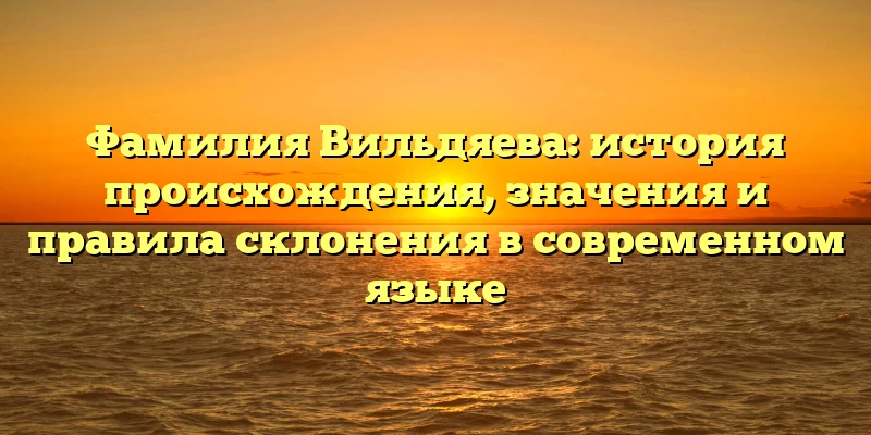 Фамилия Вильдяева: история происхождения, значения и правила склонения в современном языке Фамилия Вильдяева: история происхождения, значения и правила склонения в современном языке