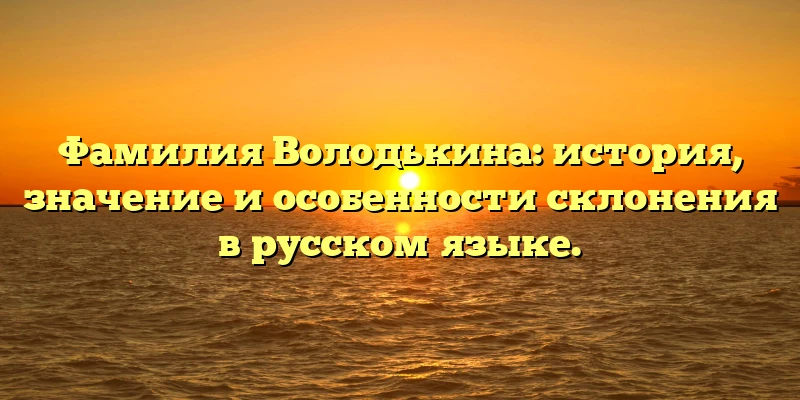 Фамилия Володькина: история, значение и особенности склонения в русском языке. Фамилия Володькина: история, значение и особенности склонения в русском языке.