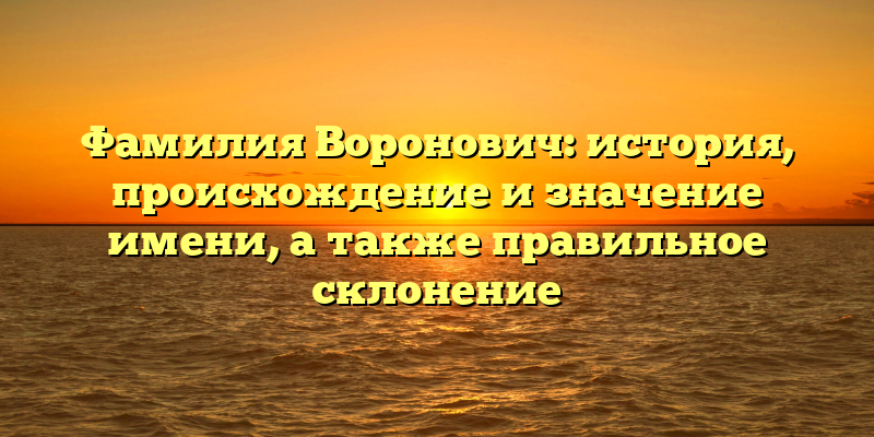 Фамилия Воронович: история, происхождение и значение имени, а также правильное склонение