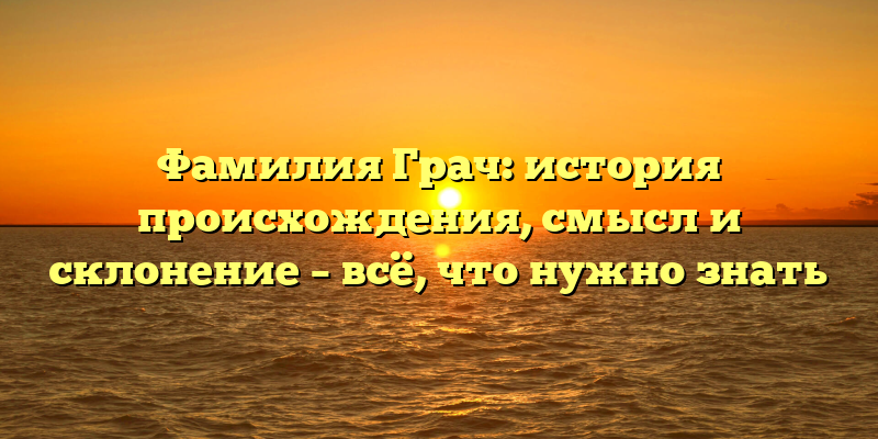 Фамилия Грач: история происхождения, смысл и склонение – всё, что нужно знать