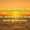 Фамилия Какабадзе: все, что нужно знать о происхождении, истории, значении и склонении этой фамилии