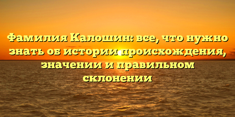 Фамилия Калошин: все, что нужно знать об истории происхождения, значении и правильном склонении
