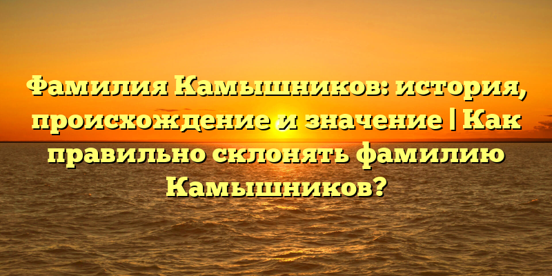 Фамилия Камышников: история, происхождение и значение | Как правильно склонять фамилию Камышников?