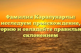Фамилия Карапунарлы: исследуем происхождение, историю и овладейте правильным склонением Фамилия Карапунарлы: исследуем происхождение, историю и овладейте правильным склонением