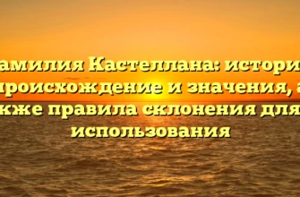 Фамилия Кастеллана: история, происхождение и значения, а также правила склонения для ее использования