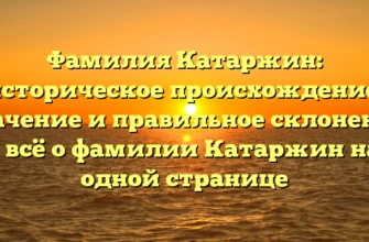 Фамилия Катаржин: историческое происхождение, значение и правильное склонение – всё о фамилии Катаржин на одной странице Фамилия Катаржин: историческое происхождение, значение и правильное склонение – всё о фамилии Катаржин на одной странице