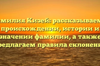 Фамилия Кизей: рассказываем о происхождении, истории и значении фамилии, а также предлагаем правила склонения Фамилия Кизей: рассказываем о происхождении, истории и значении фамилии, а также предлагаем правила склонения