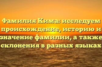 Фамилия Кима: исследуем происхождение, историю и значение фамилии, а также склонения в разных языках Фамилия Кима: исследуем происхождение, историю и значение фамилии, а также склонения в разных языках