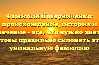 Фамилия Коберниченко: происхождение, история и значение – все, что нужно знать, чтобы правильно склонять эту уникальную фамилию