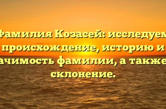 Фамилия Козасей: исследуем происхождение, историю и значимость фамилии, а также ее склонение.