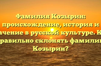 Фамилия Козырин: происхождение, история и значение в русской культуре. Как правильно склонять фамилию Козырин? Фамилия Козырин: происхождение, история и значение в русской культуре. Как правильно склонять фамилию Козырин?