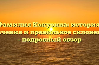 Фамилия Кокурина: история, значения и правильное склонение – подробный обзор Фамилия Кокурина: история, значения и правильное склонение – подробный обзор