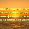 Фамилия Комарова: исследуем происхождение, историю и значение фамилии, а также узнаем правильное склонение