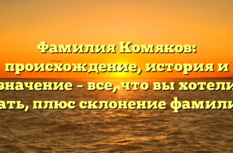 Фамилия Комяков: происхождение, история и значение – все, что вы хотели знать, плюс склонение фамилии! Фамилия Комяков: происхождение, история и значение – все, что вы хотели знать, плюс склонение фамилии!