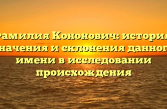 Фамилия Кононович: история, значения и склонения данного имени в исследовании происхождения Фамилия Кононович: история, значения и склонения данного имени в исследовании происхождения