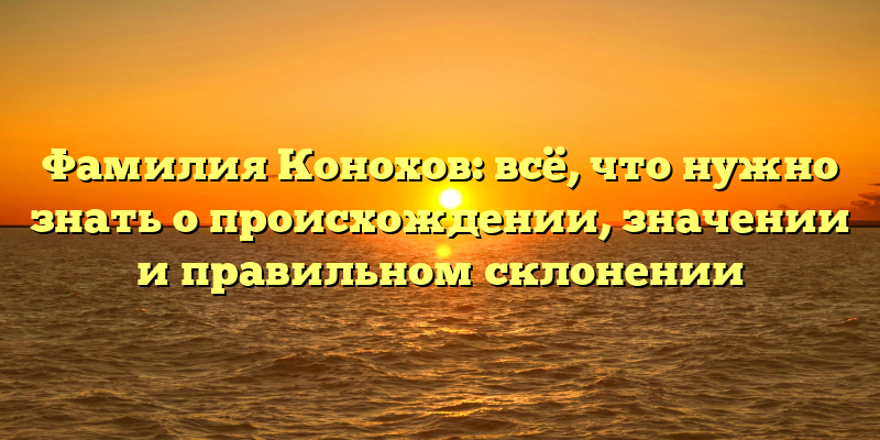 Фамилия Конохов: всё, что нужно знать о происхождении, значении и правильном склонении