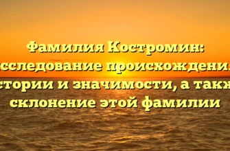 Фамилия Костромин: исследование происхождения, истории и значимости, а также склонение этой фамилии