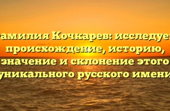Фамилия Кочкарев: исследуем происхождение, историю, значение и склонение этого уникального русского имени Фамилия Кочкарев: исследуем происхождение, историю, значение и склонение этого уникального русского имени