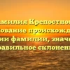 Фамилия Крепостнова: исследование происхождения и истории фамилии, значение и правильное склонение