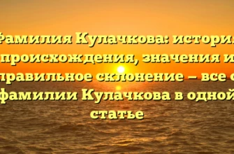 Фамилия Кулачкова: история происхождения, значения и правильное склонение — все о фамилии Кулачкова в одной статье Фамилия Кулачкова: история происхождения, значения и правильное склонение — все о фамилии Кулачкова в одной статье