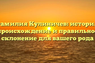 Фамилия Кулиничев: история, происхождение и правильное склонение для вашего рода