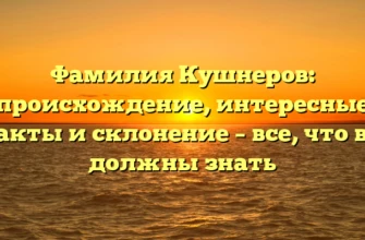 Фамилия Кушнеров: происхождение, интересные факты и склонение – все, что вы должны знать Фамилия Кушнеров: происхождение, интересные факты и склонение – все, что вы должны знать