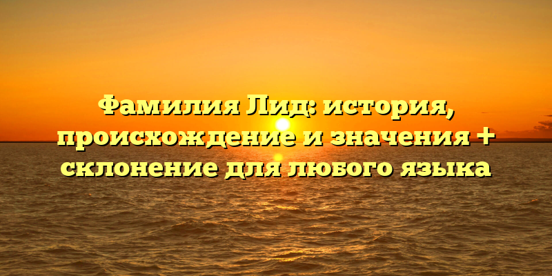 Фамилия Лид: история, происхождение и значения + склонение для любого языка