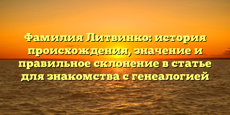 Фамилия Литвинко: история происхождения, значение и правильное склонение в статье для знакомства с генеалогией