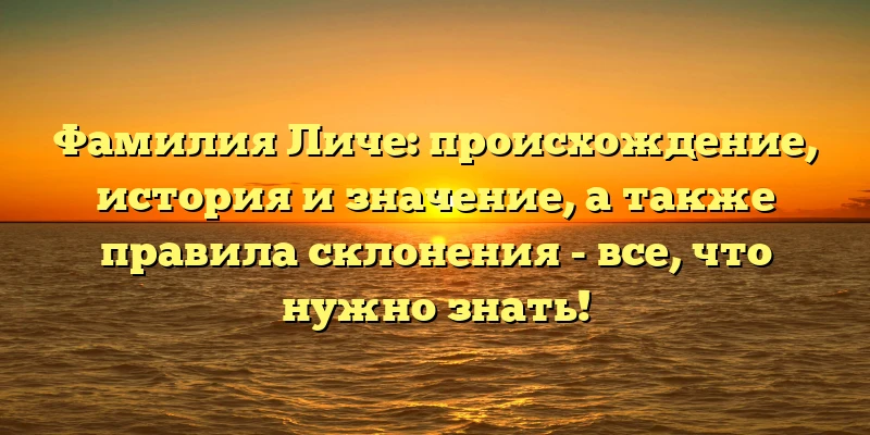 Фамилия Личе: происхождение, история и значение, а также правила склонения - все, что нужно знать! Фамилия Личе: происхождение, история и значение, а также правила склонения - все, что нужно знать!