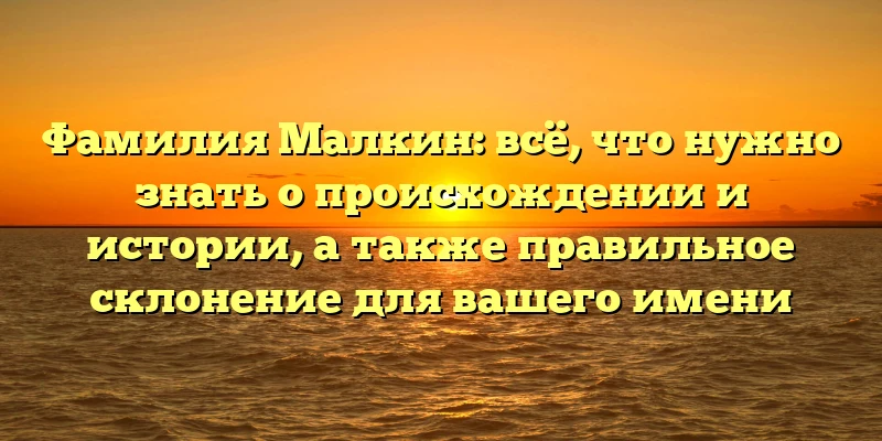 Фамилия Малкин: всё, что нужно знать о происхождении и истории, а также правильное склонение для вашего имени Фамилия Малкин: всё, что нужно знать о происхождении и истории, а также правильное склонение для вашего имени