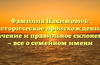 Фамилия Нахимович: историческое происхождение, значение и правильное склонение — все о семейном имени