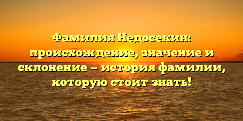 Фамилия Недосекин: происхождение, значение и склонение — история фамилии, которую стоит знать!