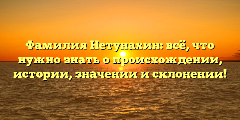 Фамилия Нетунахин: всё, что нужно знать о происхождении, истории, значении и склонении!