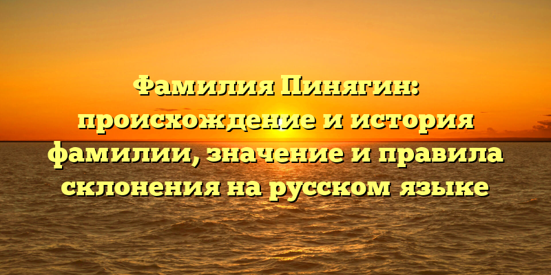 Фамилия Пинягин: происхождение и история фамилии, значение и правила склонения на русском языке