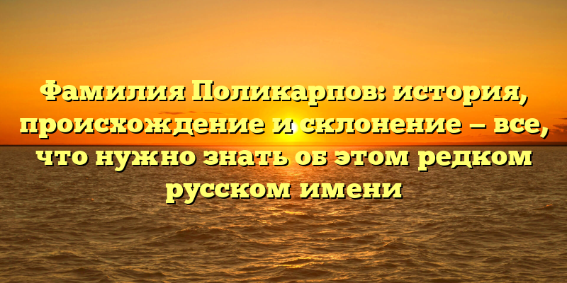Фамилия Поликарпов: история, происхождение и склонение — все, что нужно знать об этом редком русском имени